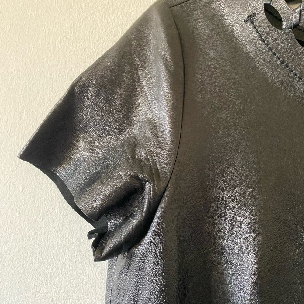 Diane von Furstenberg yvanna leather shift cut-out Dress / Size 4 - Picture 11 of 11